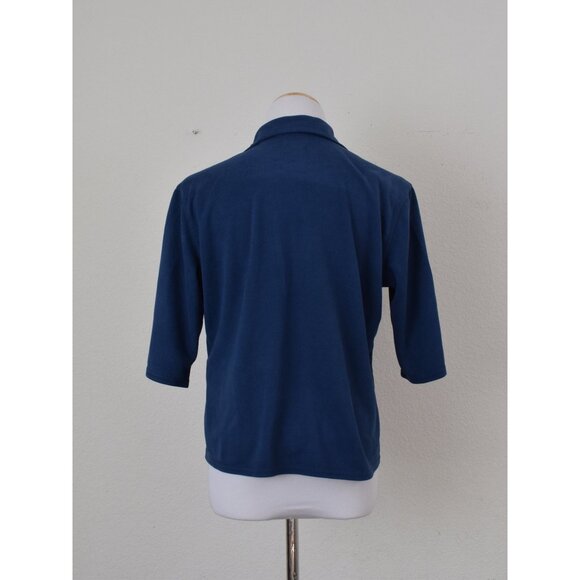 Vintage 90s‎ Blue Crop BlouseThree-Quartes Sleeves size Large - Picture 3 of 10